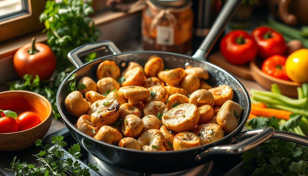 Chicken of the Woods mushrooms cooking Chicken of the Woods mushrooms cooking