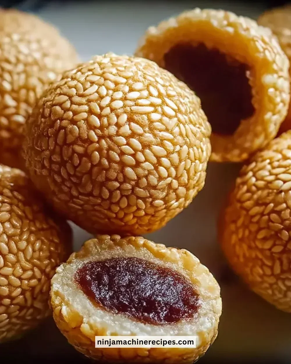 Delicious homemade Buchi sesame balls with crispy coating and sweet filling