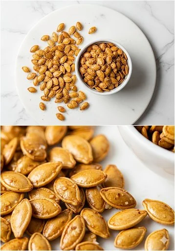 Bowl of classic savory roasted pumpkin seeds ready for snacking