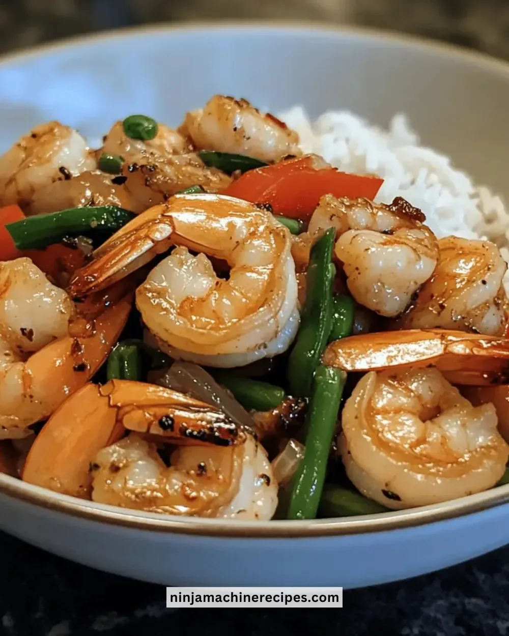 Easy 20-minute shrimp stir-fry with colorful vegetables in a skillet.