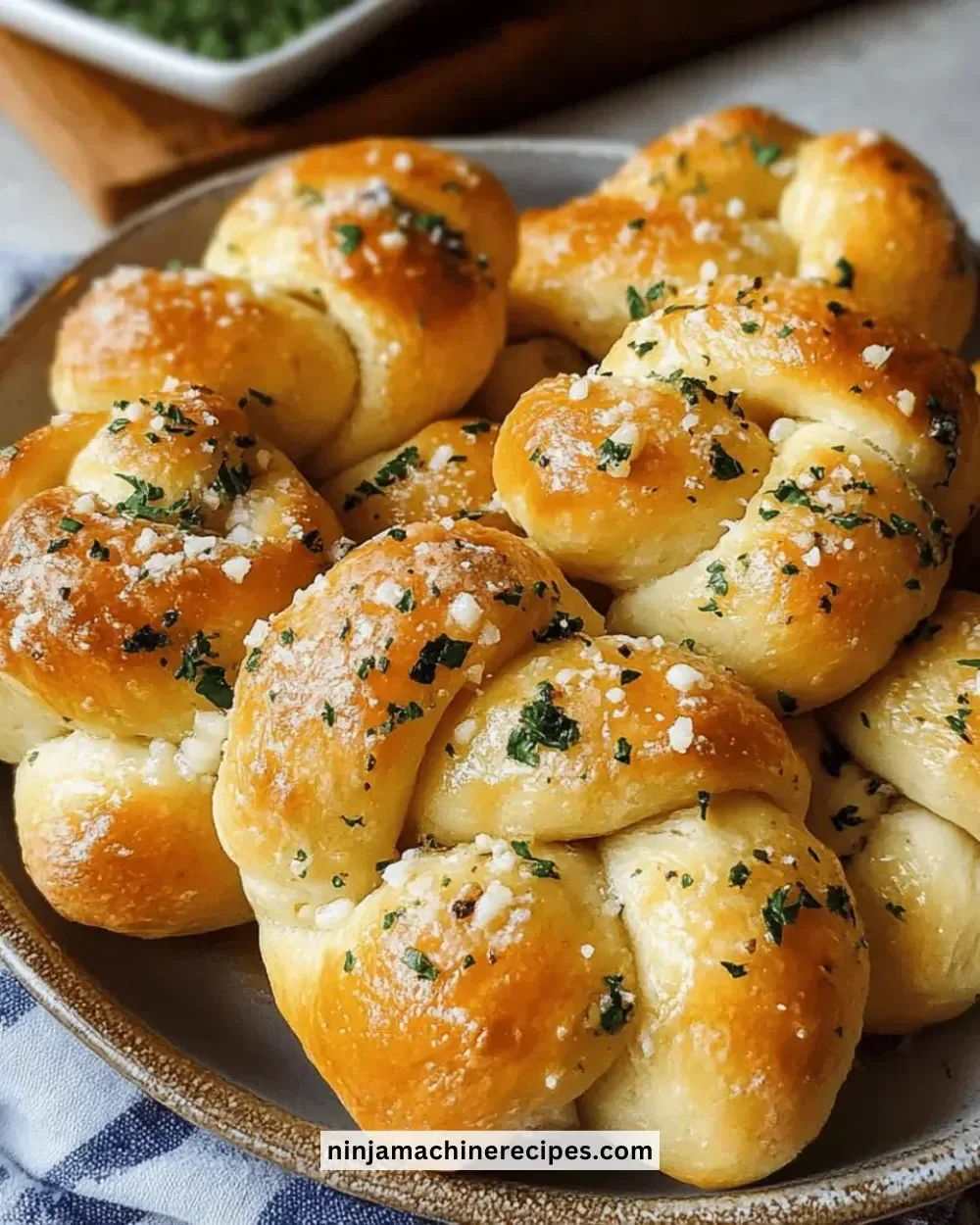 Homemade easy garlic butter knots served on a plate