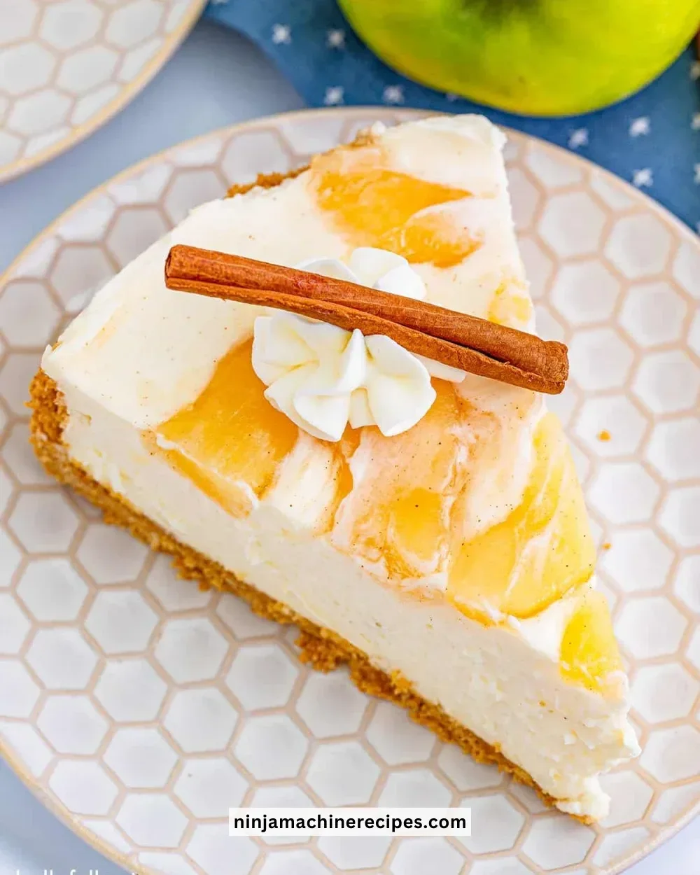 Delicious easy no bake apple cheesecake with fresh apples and creamy topping.