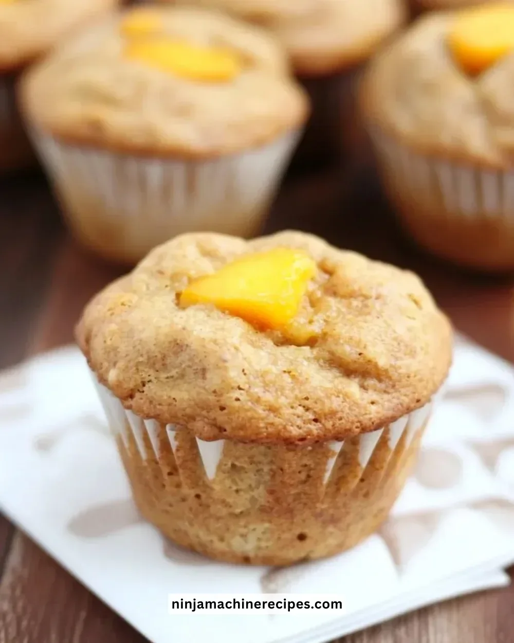 Healthy honey peach muffins baked with fresh peaches and natural honey.