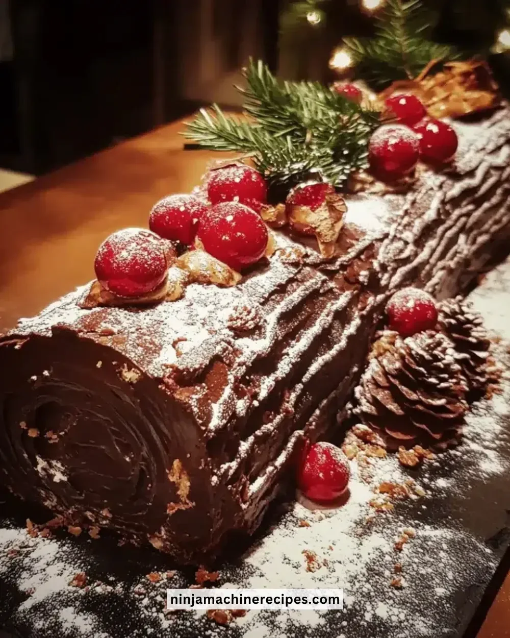 Deliciously decorated Christmas Yule Log dessert for holiday celebrations