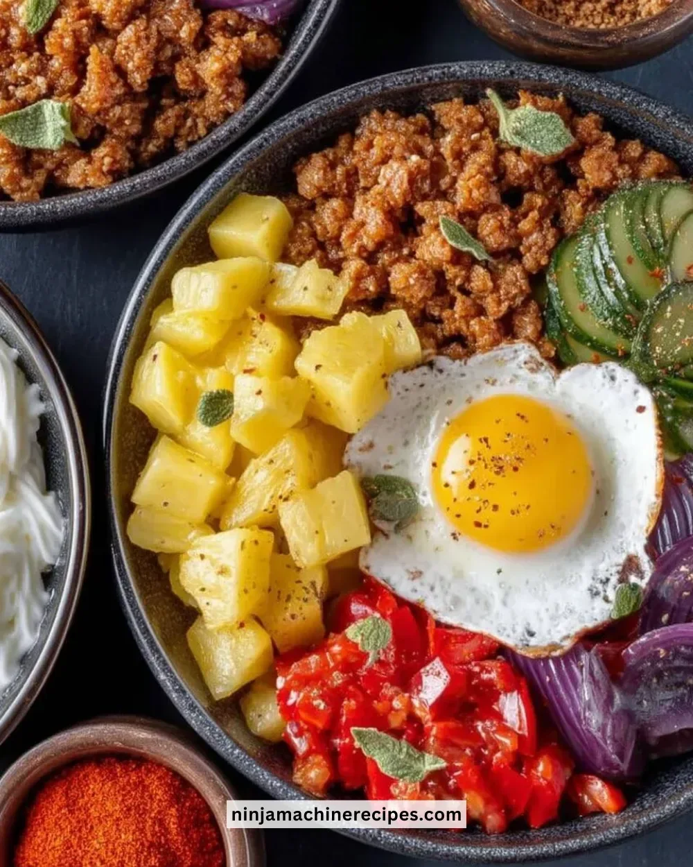 Colorful meal prep breakfast bowls with nutritious ingredients for a healthy start.