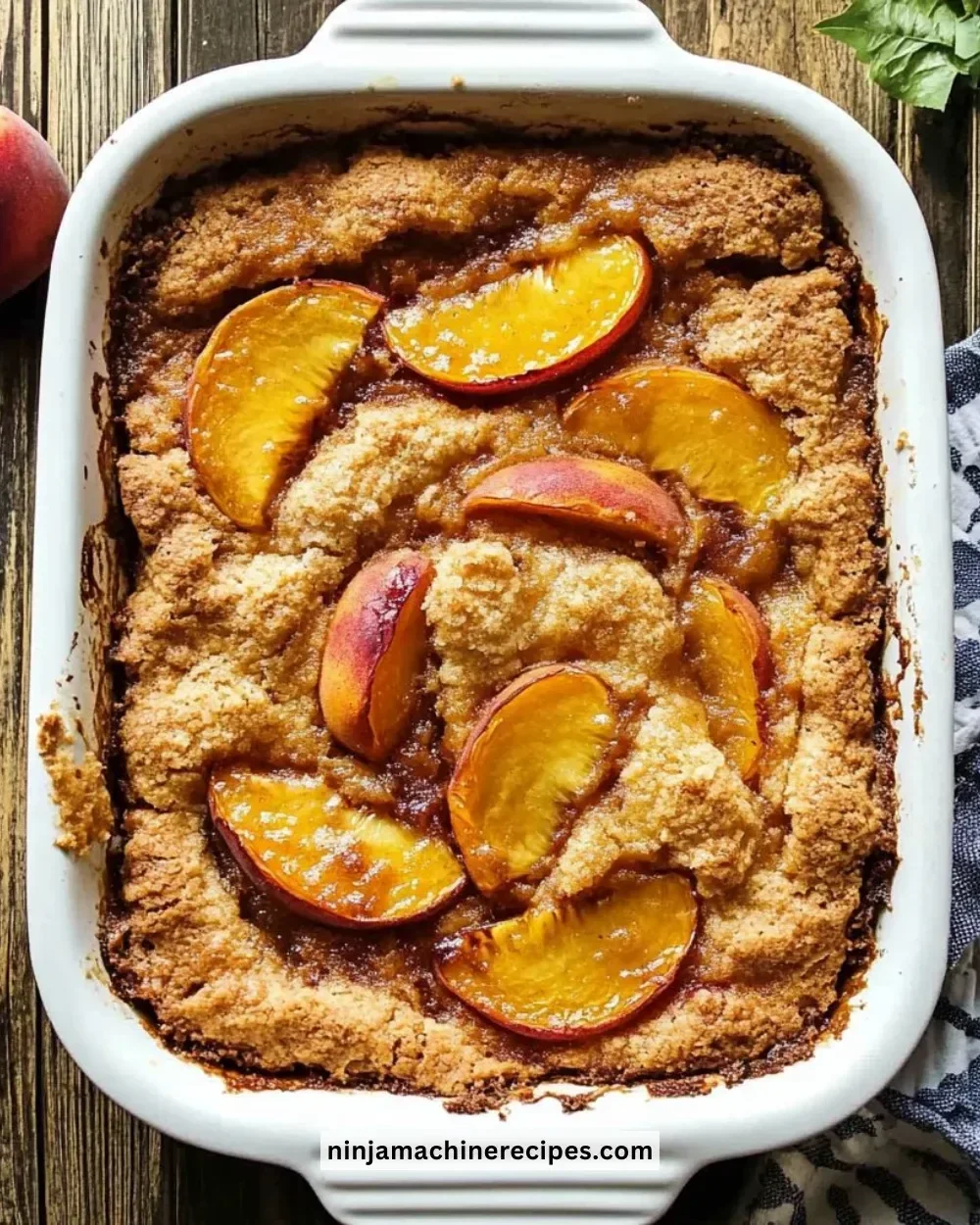 Delicious old school easy brown sugar peach cobbler served warm