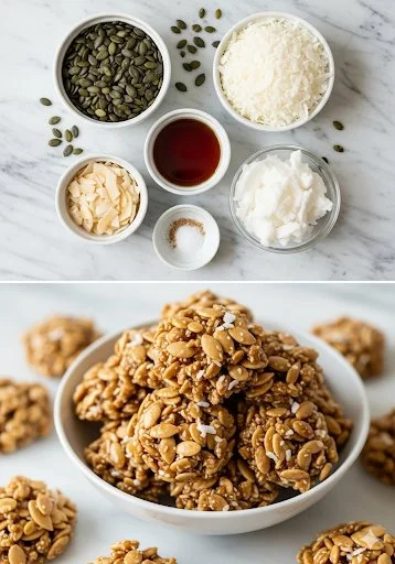 Delicious pumpkin seed and coconut clusters for healthy snacking
