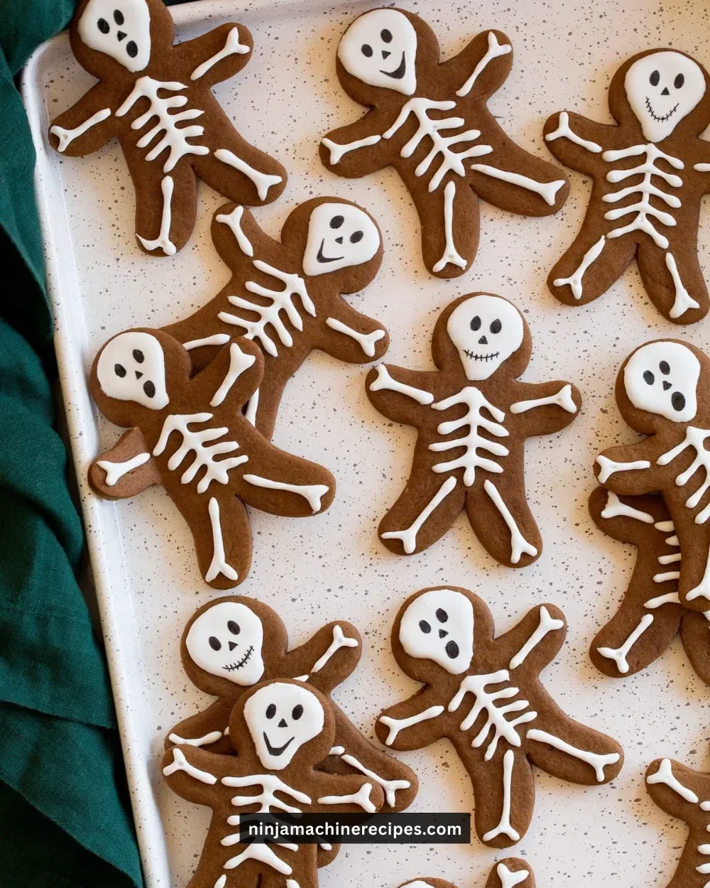 Skeleton gingerbread cookies decorated for Halloween