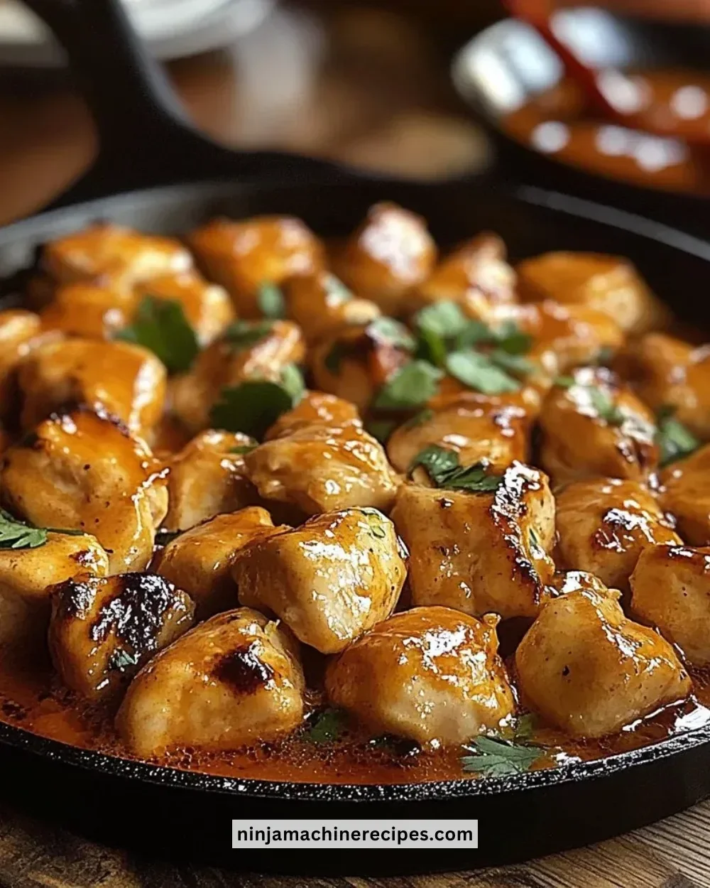 Texas Roadhouse Butter Chicken Skillet served on a plate with garnishes.