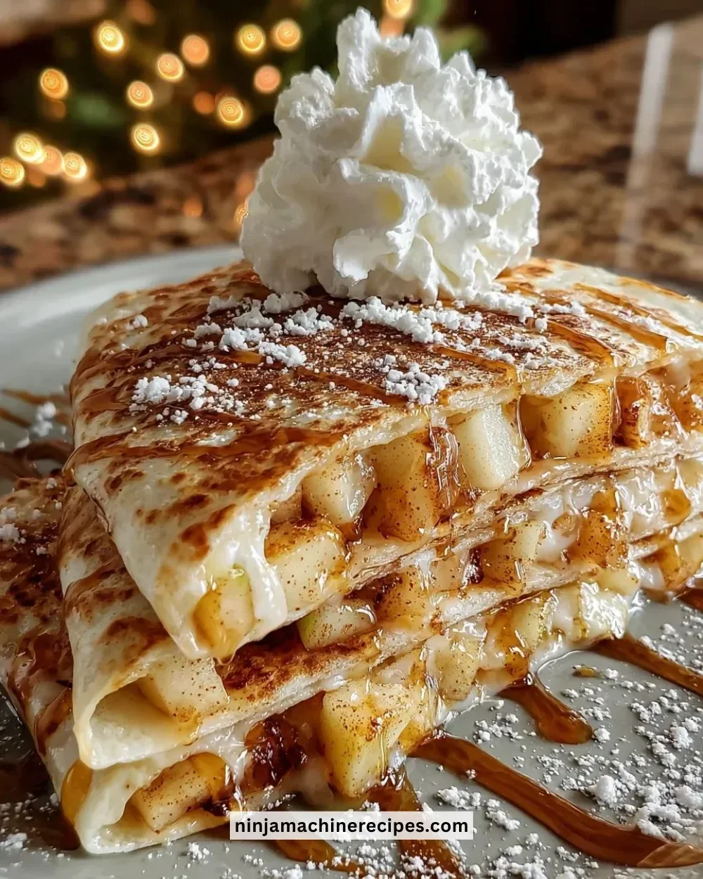 Apple Cinnamon Breakfast Quesadillas with warm apples and melted cheese