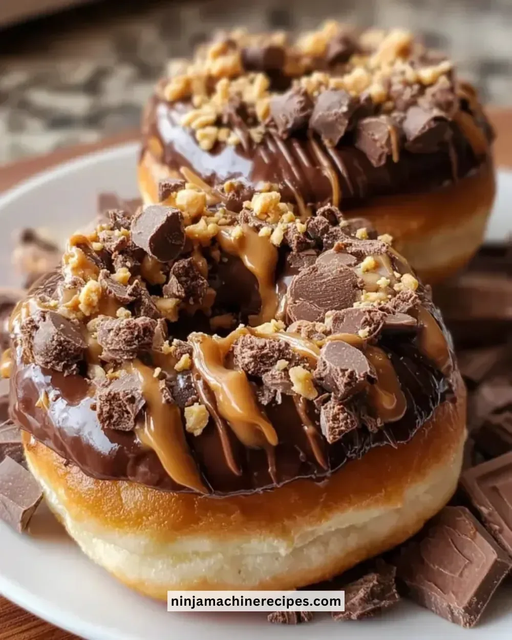 Delicious chocolate peanut butter cup stuffed donuts, perfect for dessert lovers