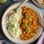 Coconut Lamb Curry with Chickpeas and Garlic Naan