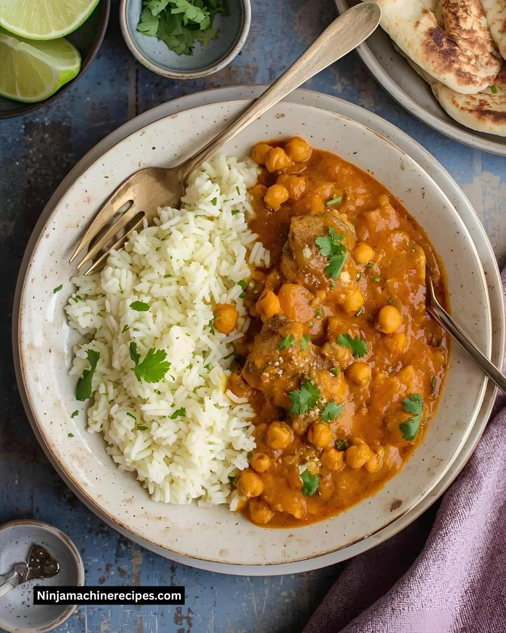 Coconut Lamb Curry with Chickpeas and Garlic Naan