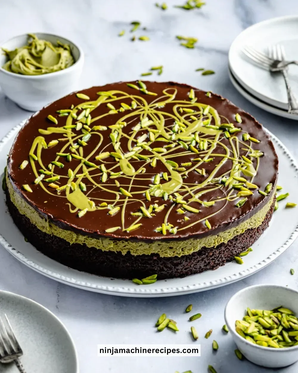 Deliciously rich Dubai Chocolate Cake with creamy frosting and chocolate drizzle