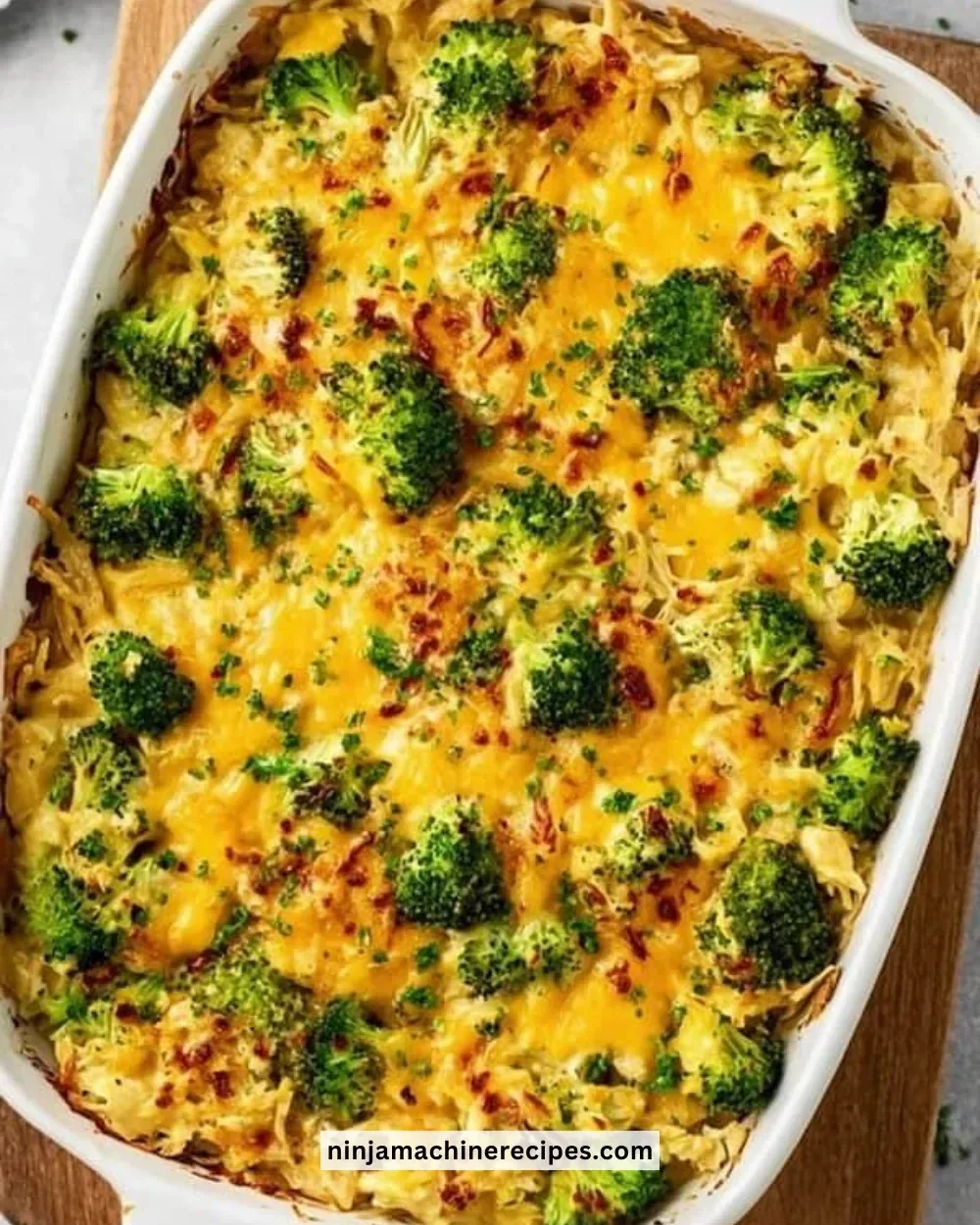 Easy broccoli rice casserole with cheese served in a baking dish