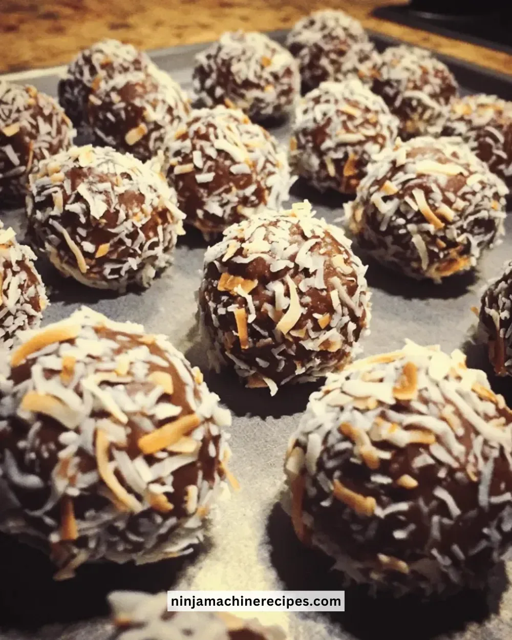 Easy chocolate coconut truffle balls recipe with rich chocolate and coconut.