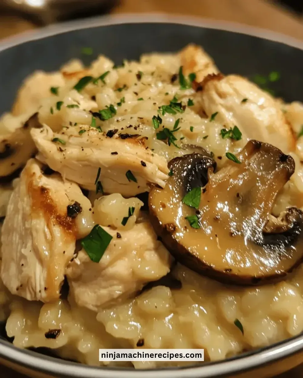 Easy Instant Pot chicken mushroom risotto cooked to perfection
