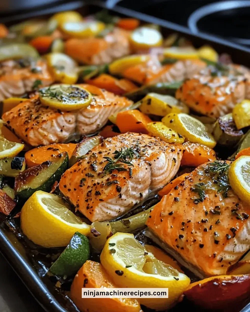 Easy lemon-herb salmon with vegetables on a sheet pan