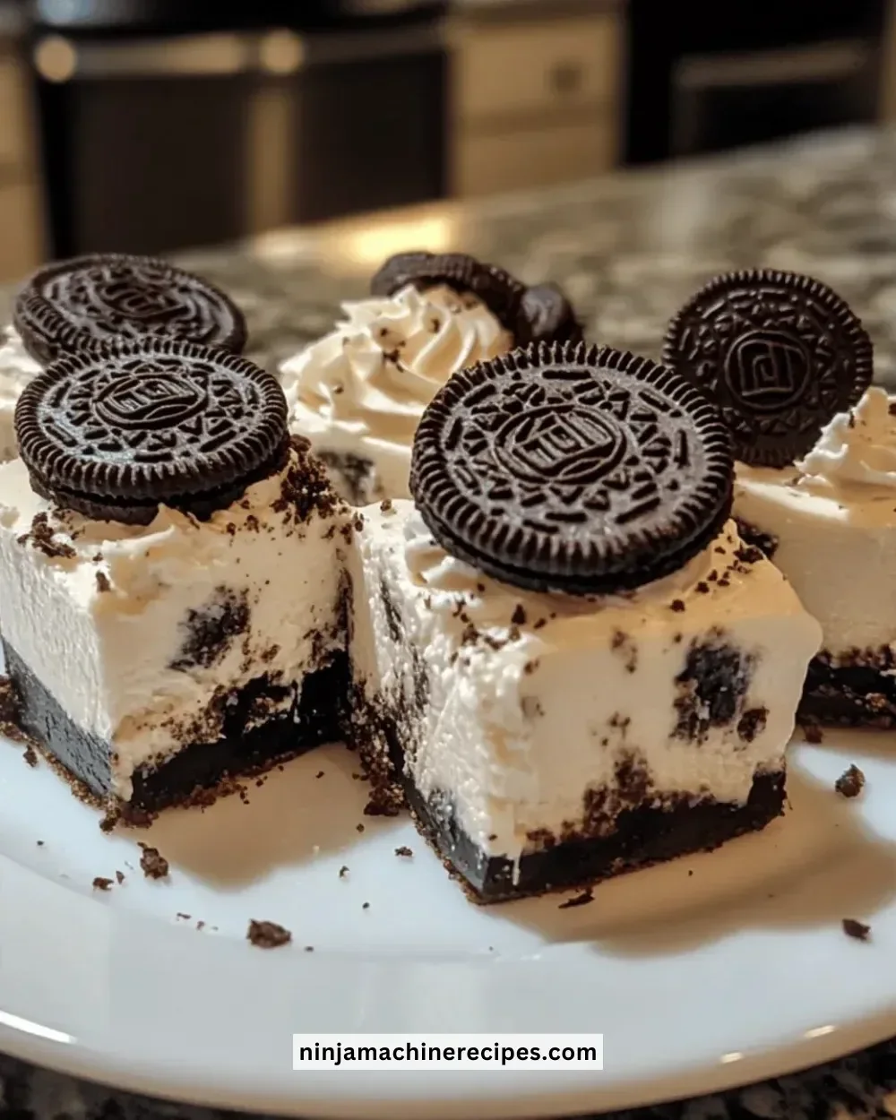 Delicious no-bake Oreo cheesecake bites ready to enjoy.