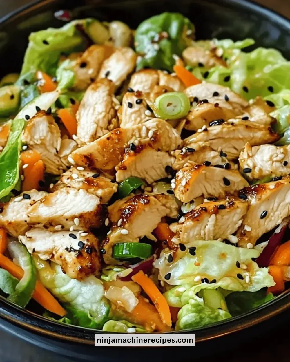 Easy Sesame Ginger Chicken Salad with vibrant vegetables and grilled chicken.