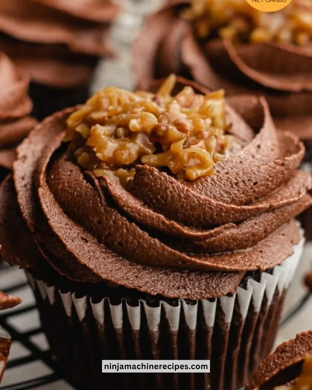 Delicious German Chocolate Cupcakes with coconut pecan frosting