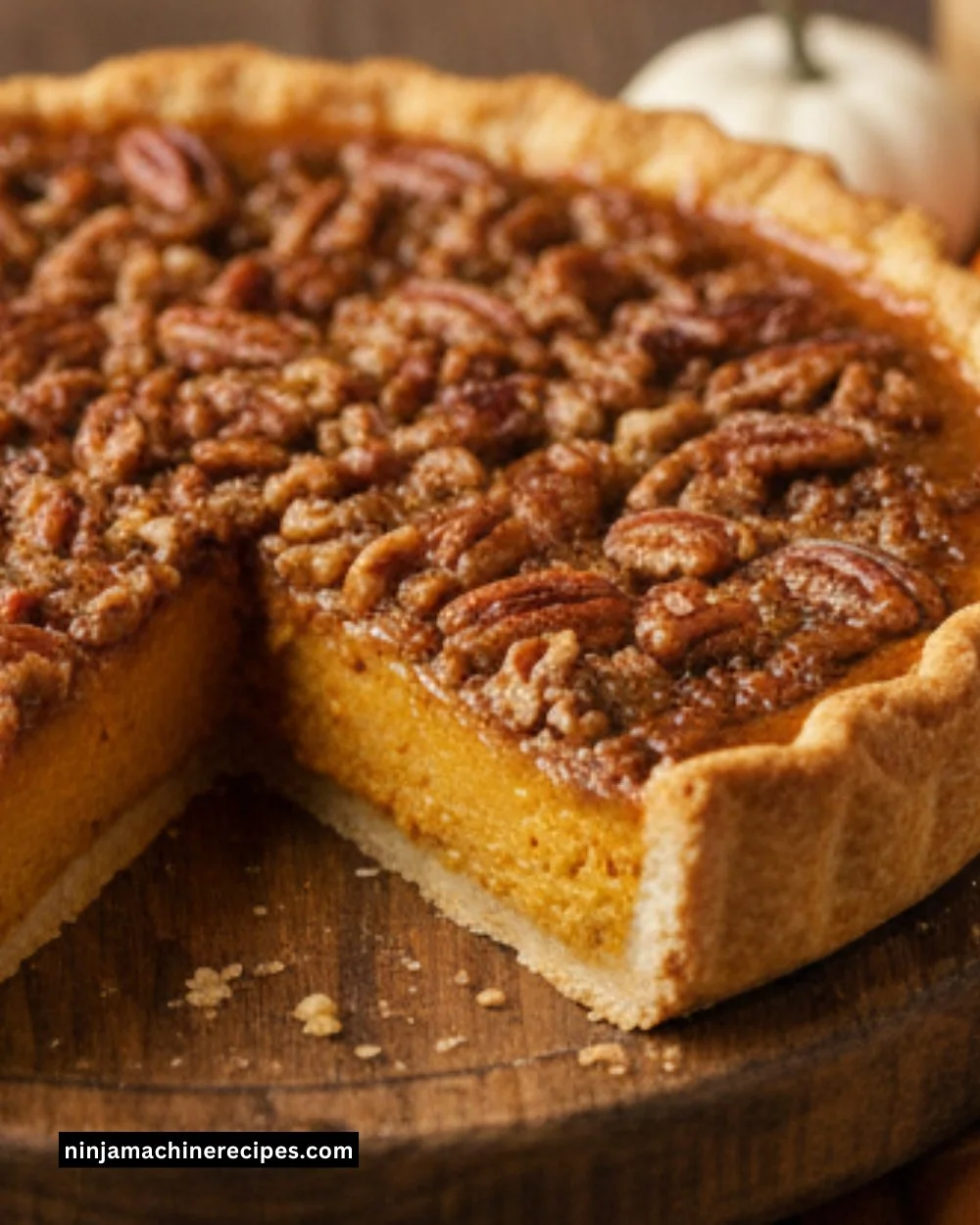 Gluten Free Praline Pumpkin Pie with rich flavors and a crunchy topping