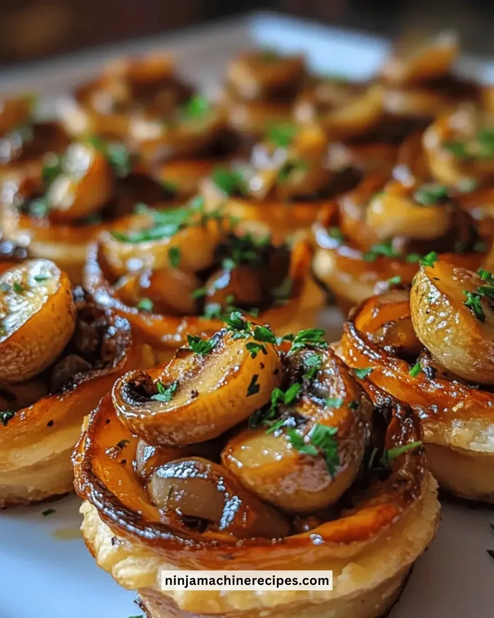 Deliciously baked mini mushroom tart bites with a golden crust