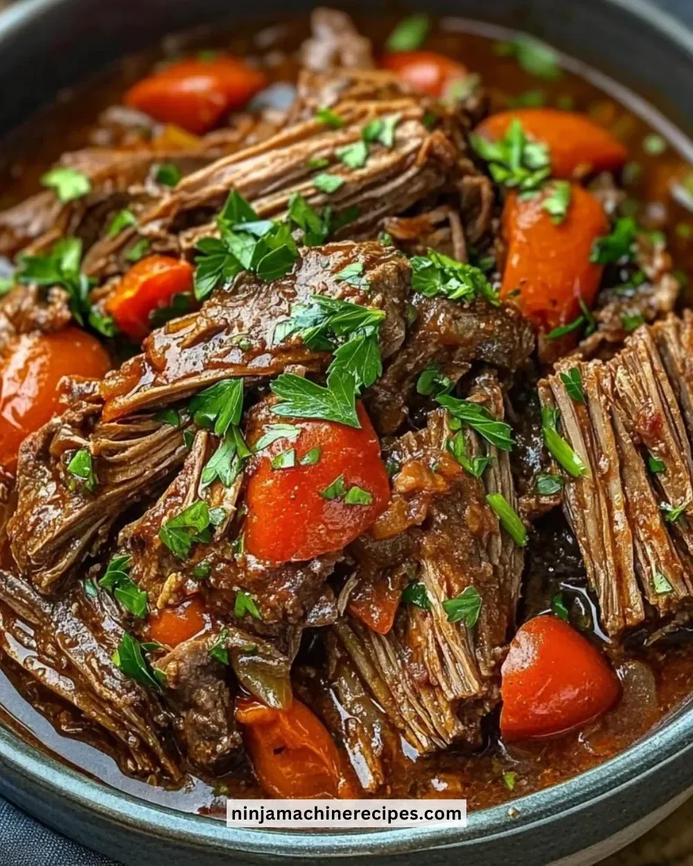 Delicious Italian Beef Pot Roast served with fresh herbs