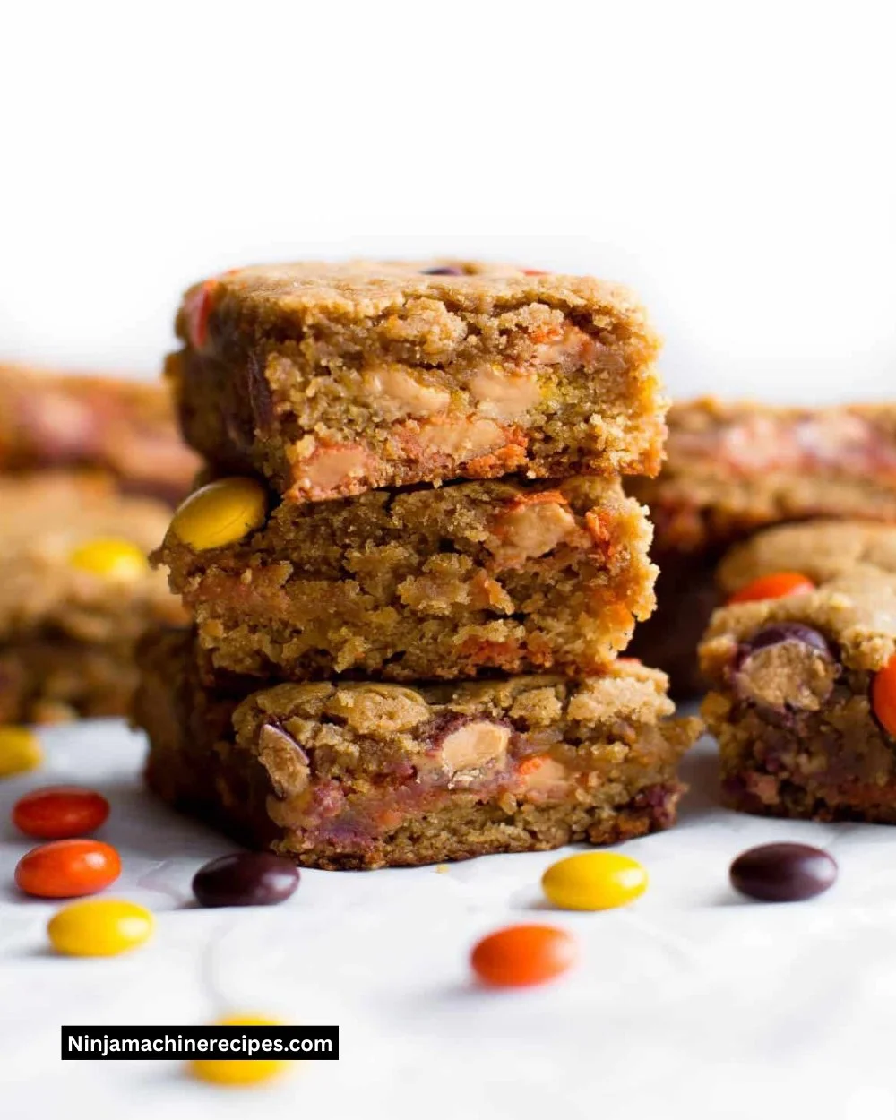 Delicious Peanut Butter Blondies fresh out of the oven, golden and textured.