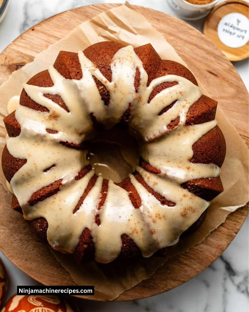 Delicious homemade Pumpkin Bundt Cake with spices and frosting