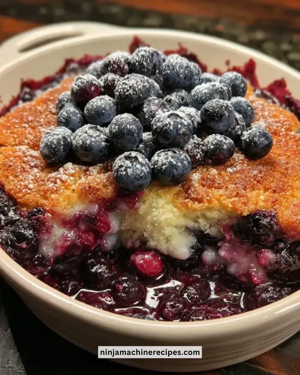 Southern Style Blueberry Cobbler with juicy blueberries and flaky crust