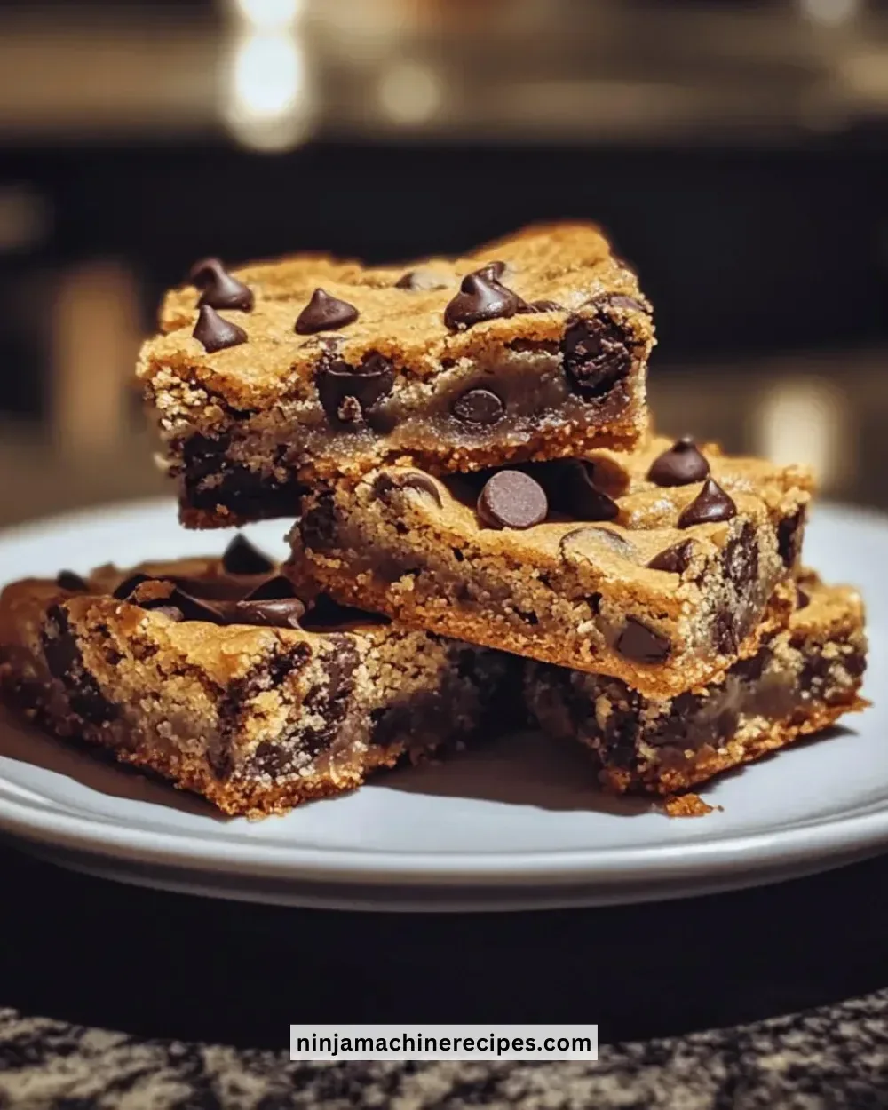 Delicious gooey chocolate chip cookie bars fresh out of the oven.