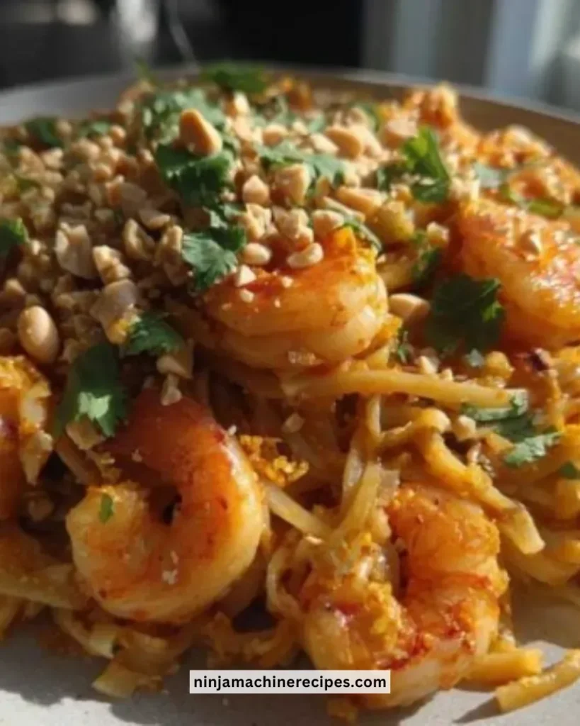 Delicious 15-Minute Pad Thai garnished with lime and peanuts