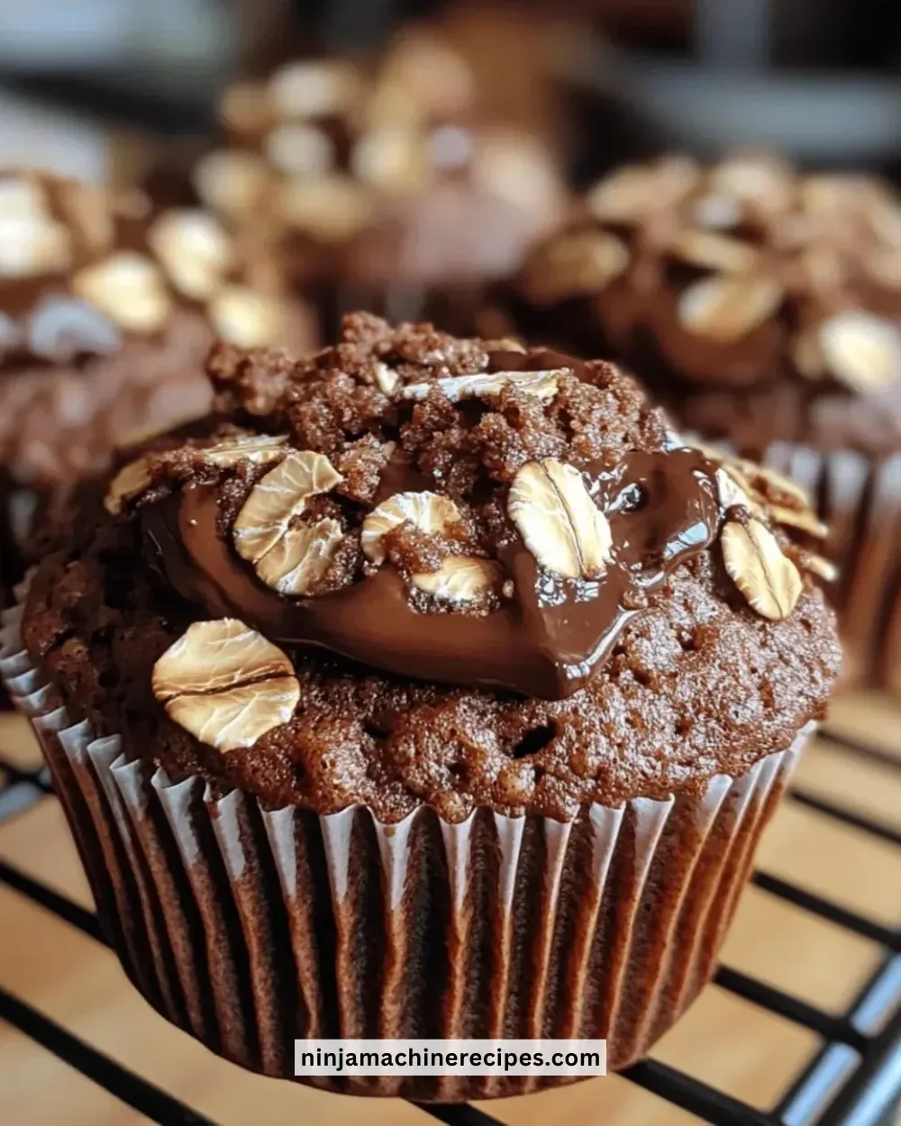 Fluffy chocolate oat muffins ready to enjoy with a rich chocolate flavor