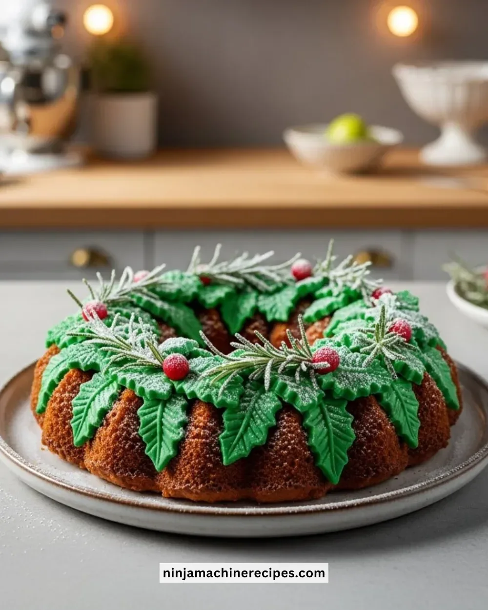 Beautifully decorated Christmas Wreath Cake for holiday celebrations