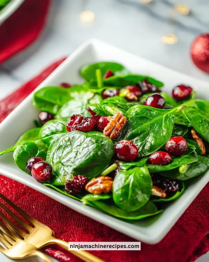 Delicious Christmas Cranberry Spinach Salad with vibrant colors and fresh ingredients