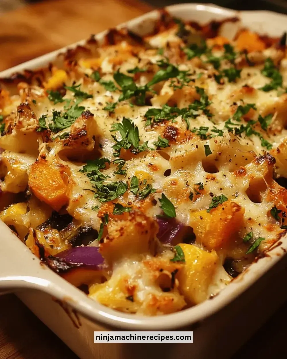Easy autumn harvest veggie casserole with seasonal vegetables and herbs
