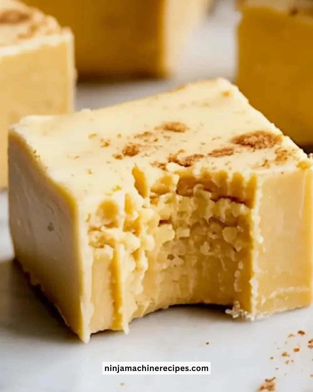 Delicious Easy Eggnog Fudge decorated with holiday spices