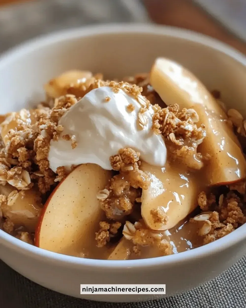 Easy Microwave Apple Crisp Bowl ready to be enjoyed