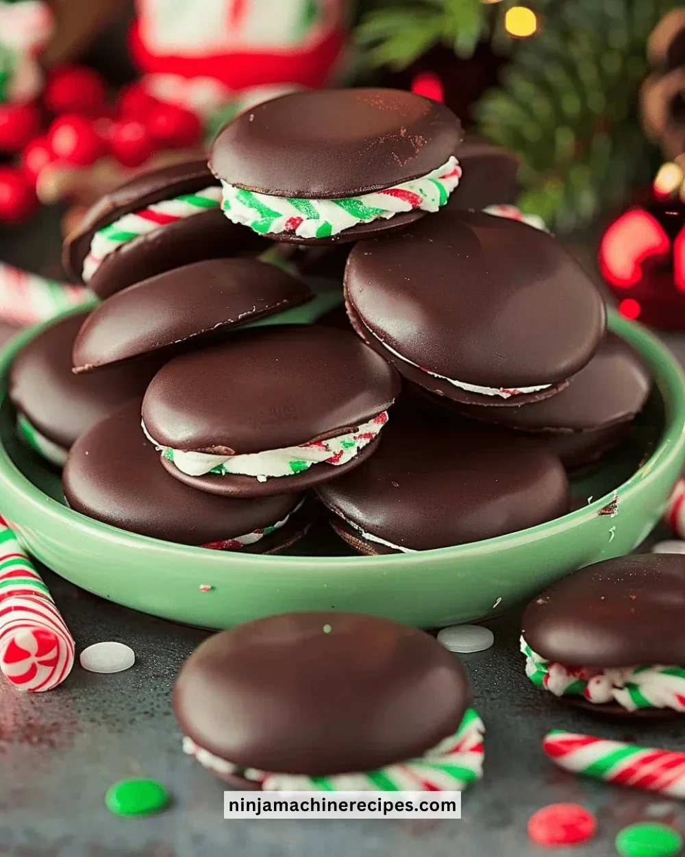 Delicious homemade peppermint patties on a white plate