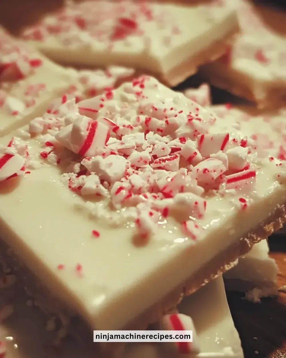 Delicious homemade Christmas Peppermint Bark with chocolate and crushed candy canes