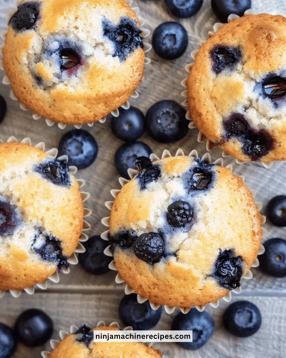 Delicious low carb Greek yogurt blueberry muffins fresh out of the oven