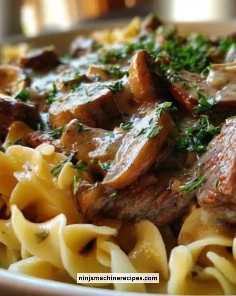 Delicious Speedy Stroganoff served on a plate