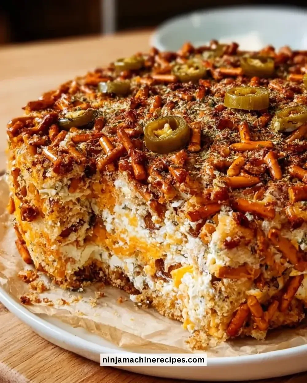 Spicy Ranch Pretzel Chaos Cake with colorful layers and toppings