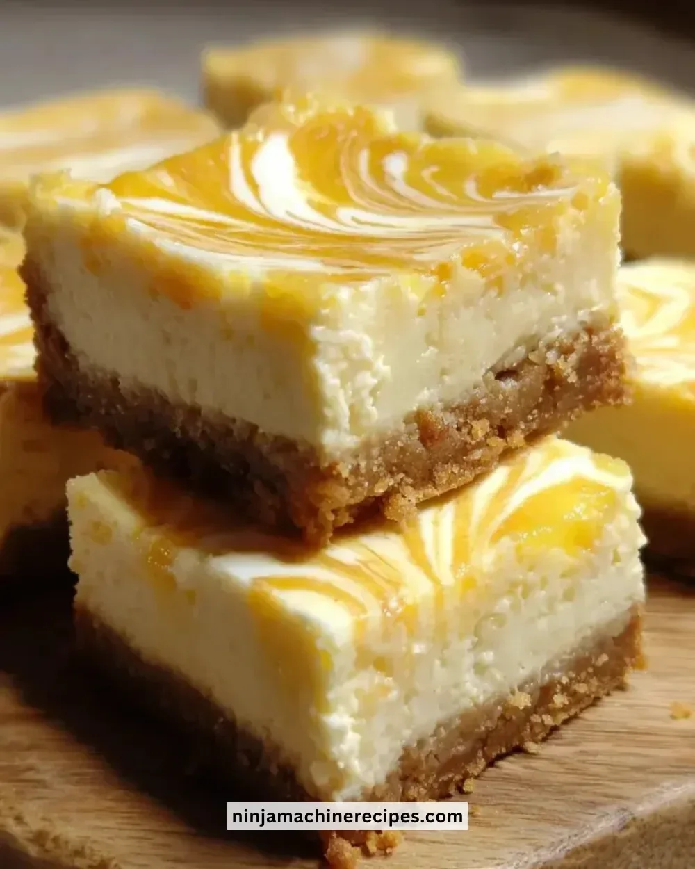 Swirled lemon cheesecake bars with a creamy texture and zesty lemon flavor