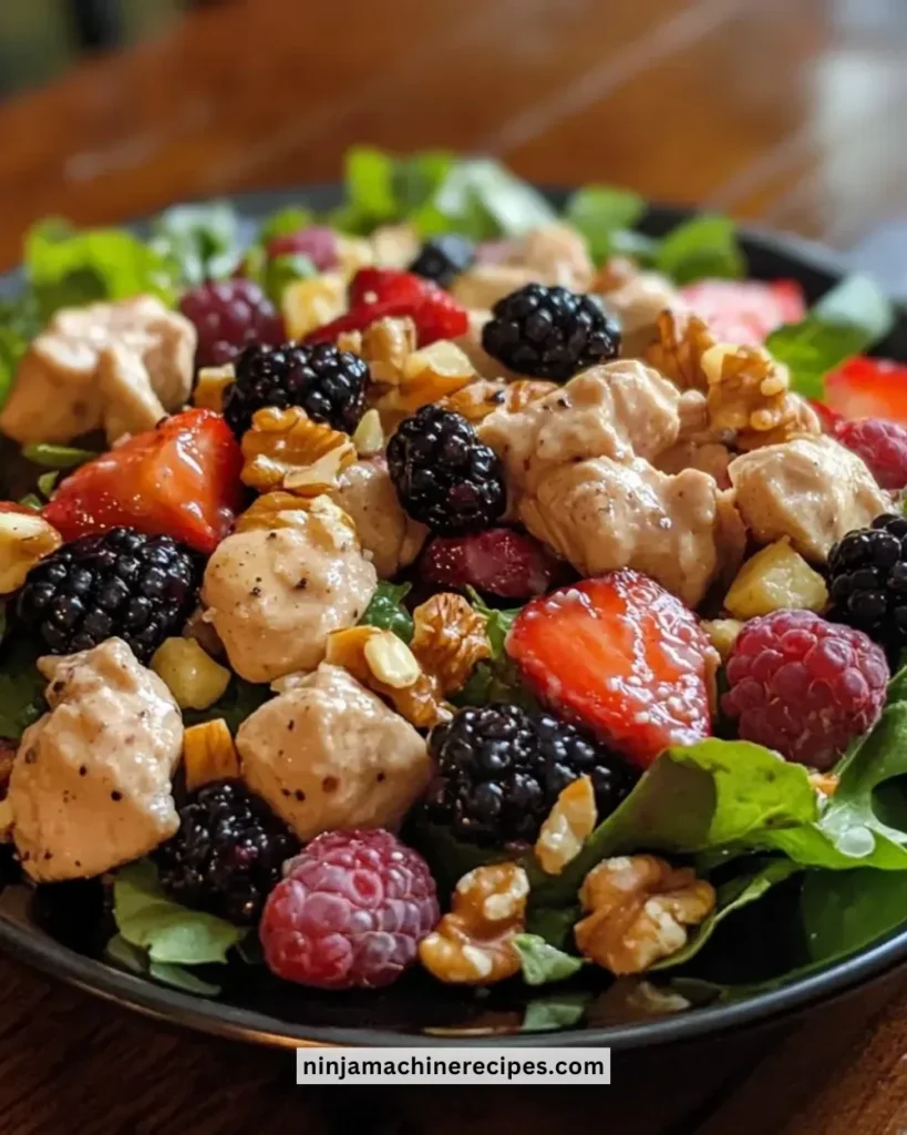 Best juicy chicken berry walnut salad featuring fresh ingredients and vibrant colors