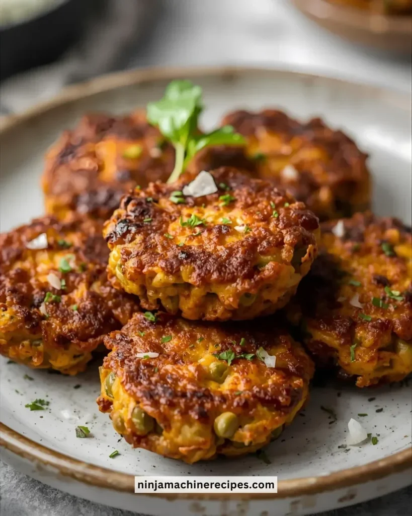 Golden brown Black-Eyed Pea Fritters served on a plate