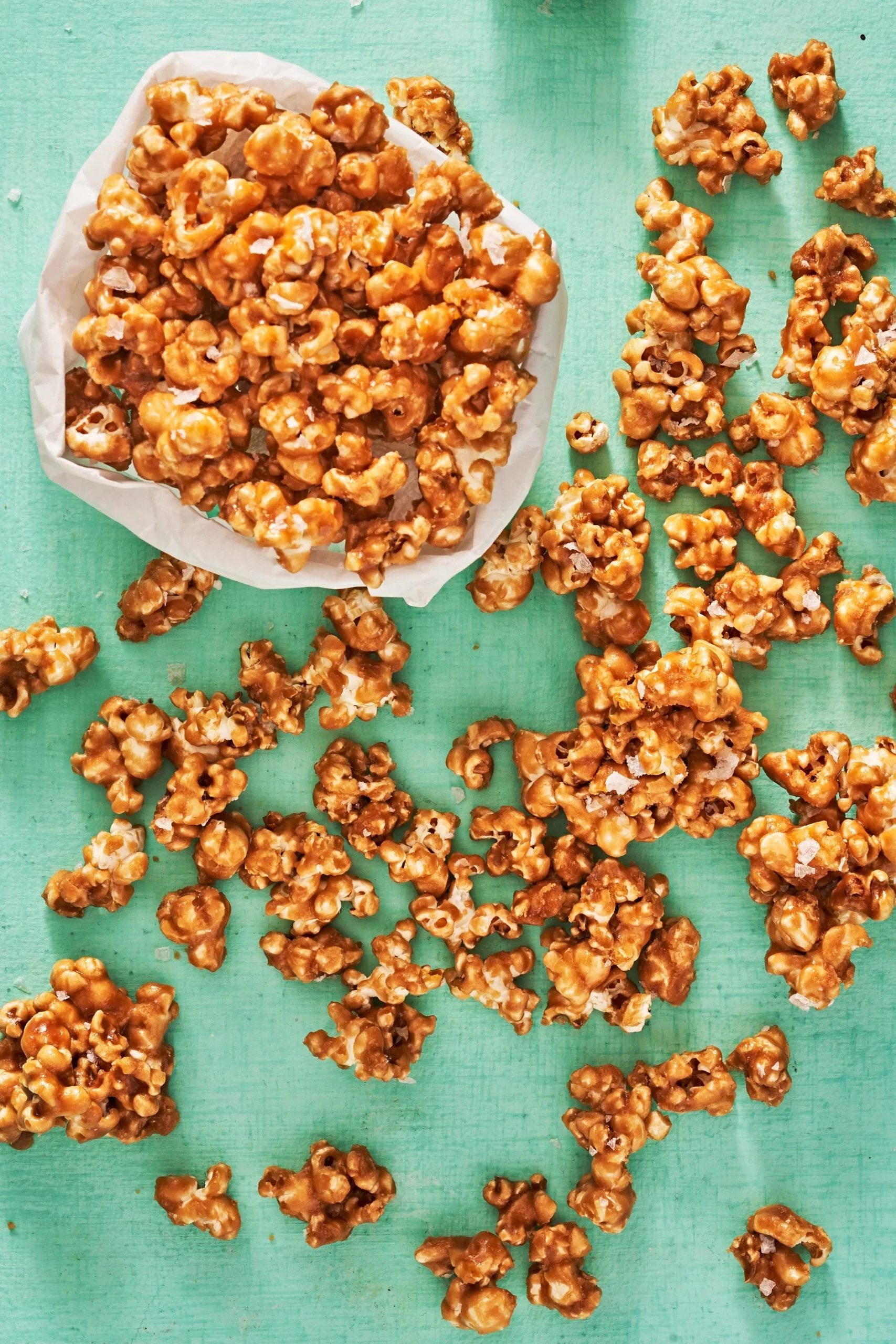 Bowl of golden caramel popcorn ready for snacking