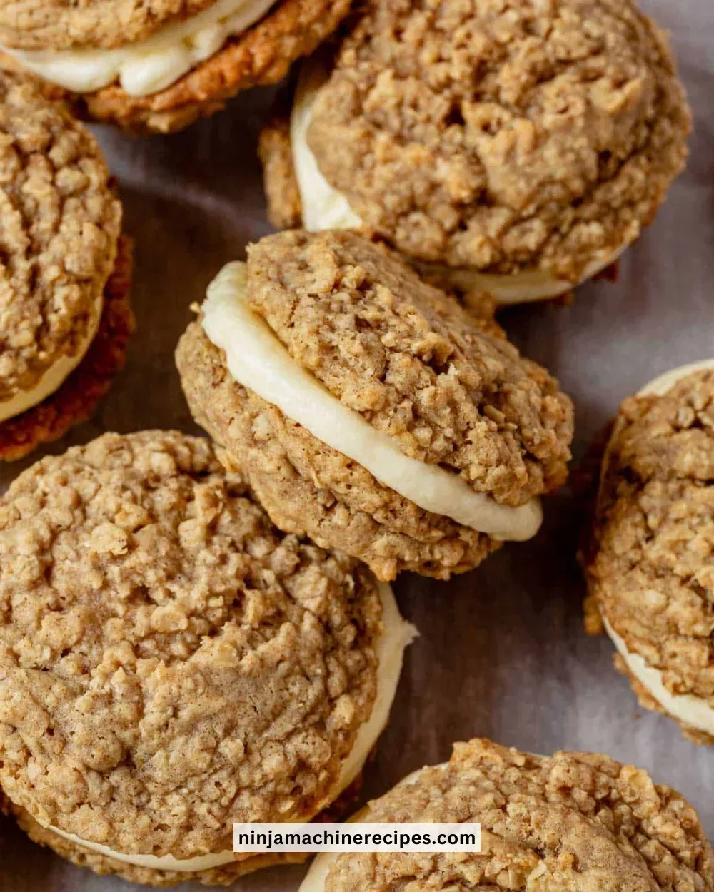 Chai Oatmeal Cream Pies with spiced cookies and creamy filling