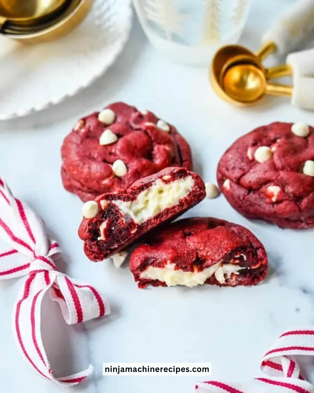Delicious cheesecake stuffed red velvet cookies for dessert lovers